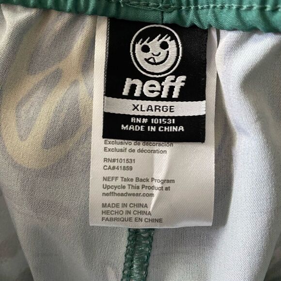 Neff NEW NWT Men's Novelty Print Swim Trunks Green Peace 7" Inseam Size XL - Picture 8 of 8